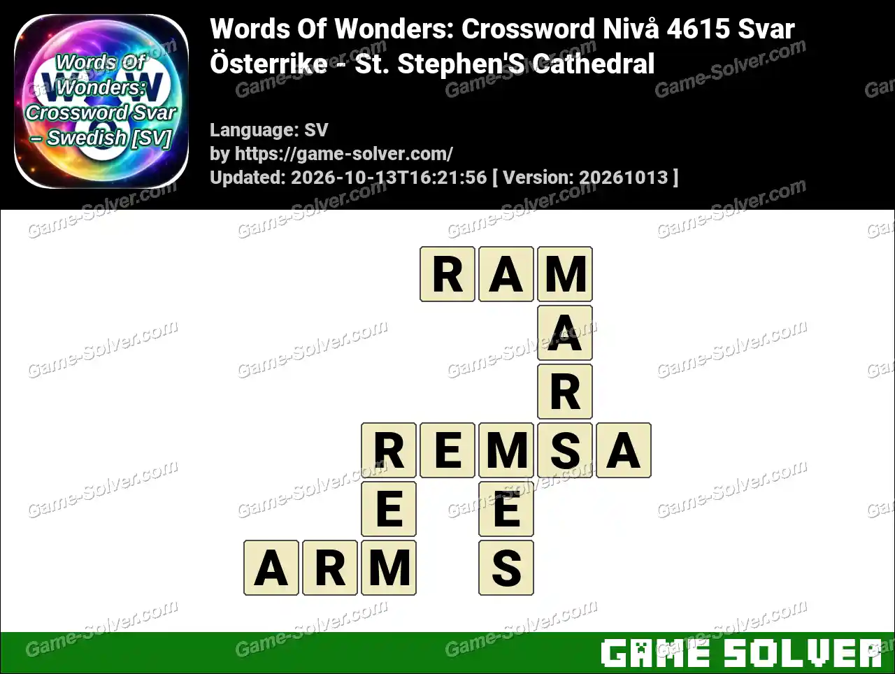 Words Of Wonders: Crossword Nivå 4615 Svar – Österrike – St. Stephen’S Cathedral